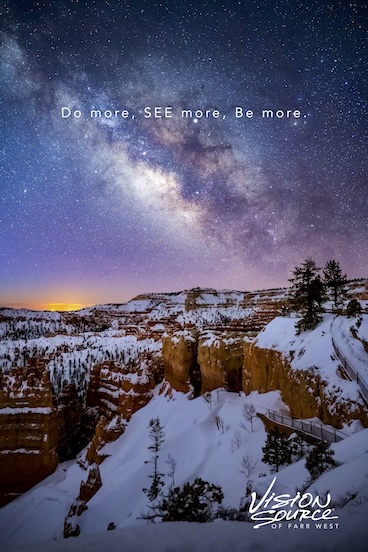 "Do more, be more, see more" text, over winter backdrop